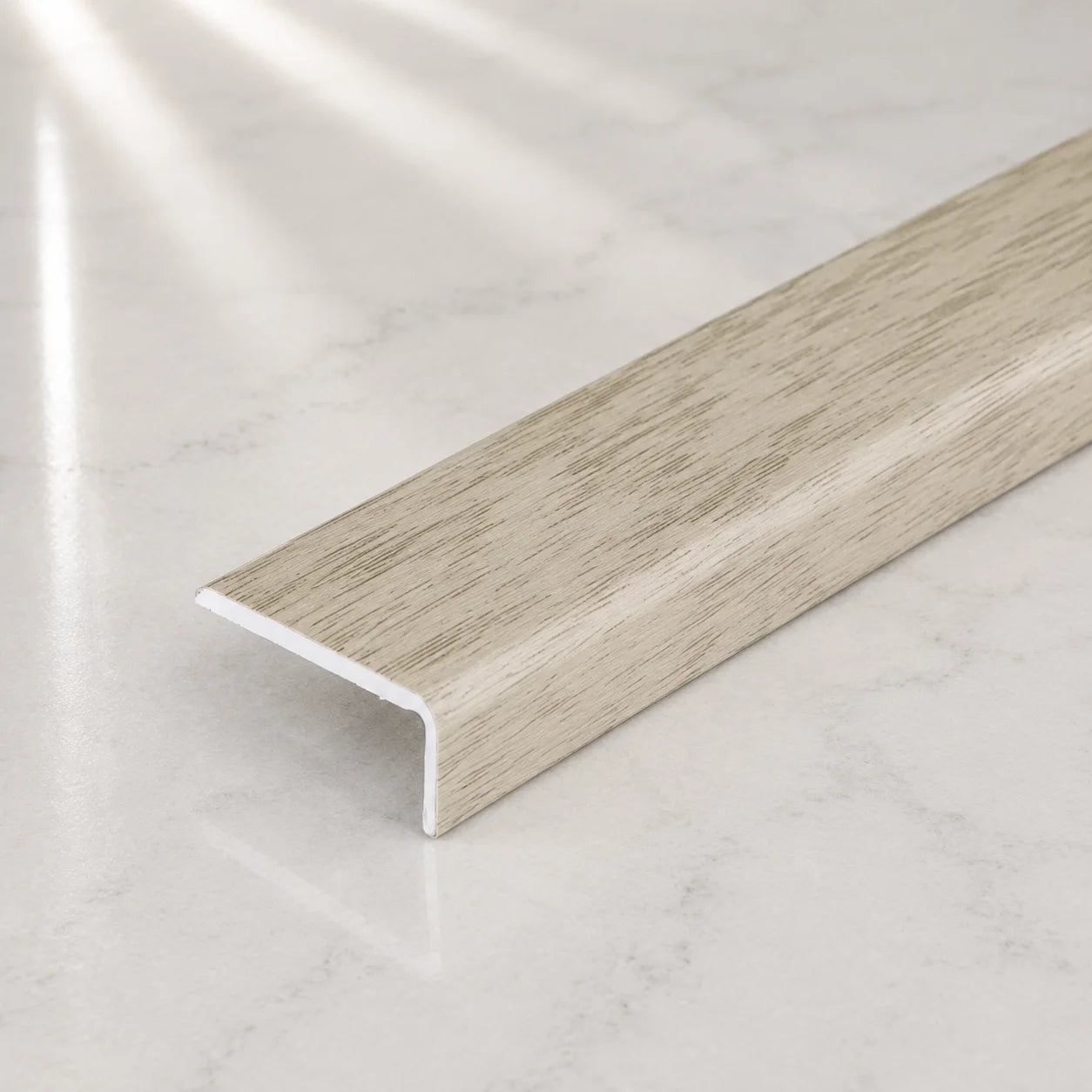 25x10mm Self-Adhesive Aluminium Floor Edge Trim Strip Wood Effect Caucasian Oak